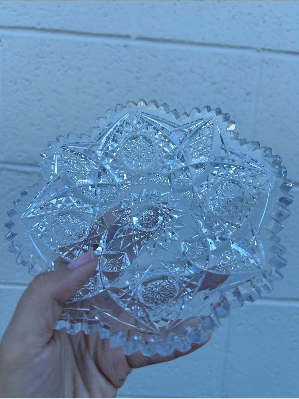 antique American Brilliant Period cut glass crystal trinket dish decor